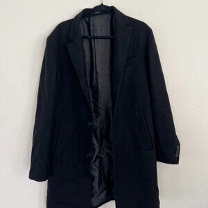 H&M Black Wool Overcoat